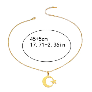 Collana con Calligrafia Araba Personalizzata ODM OEM, Stella e Mezzaluna in Acciaio Inox Placcato Oro, Gioielli Turchi, Ciondolo Hilal e Stella - Product Image 6