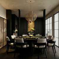 Projet de design d'intérieur clé en main pour hôtel et restaurant de luxe, rendu 3D, ensemble de mobilier complet, solution tout-en-un