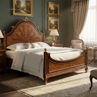 Cama Imperial EKAR Empress Sunburst |   Marco de Madera de Burl Estilo Inglés de Lujo |   Selecciones Premium para Dormitorios Principales