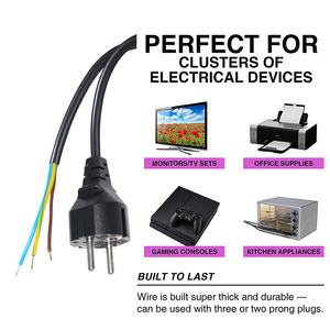 Câble d'alimentation pour moniteur LCD, câblage <span class=keywords><strong>PS3</strong></span>, 2,5 A, 250 V, prise filaire, 220 V, bobine, 3 broches, pour fer à vapeur, cordon d'alimentation EU, extrémité ouverte - Product Image 6