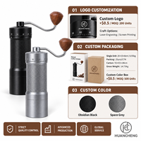 Moulin à café manuel portable CNC à réglage supérieur pour expresso et café filtre, logo personnalisé