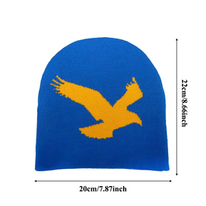 Beanie nhà sản xuất biểu tượng tùy chỉnh đầy màu sắc đại bàng mô hình động vật 20x22cm mềm Acrylic Dome Shape uncuffed unisex đan Mũ mùa đông - Product Image 3