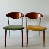 Chaises de salle à manger sans accoudoirs en métal style Wabi-sabi, rembourrées, vintage, design senior, pour salon, rétro, grande chaise en C