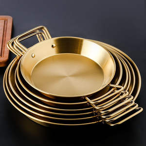 Sartén Dorada Engrosada con Doble Asa <span class=keywords><strong>para</strong></span> <span class=keywords><strong>Barbacoa</strong></span>, Bandeja Multiusos <span class=keywords><strong>para</strong></span> Alimentos, Olla <span class=keywords><strong>para</strong></span> Paella, Sartén Plana de 40 cm <span class=keywords><strong>para</strong></span> Uso en Cocina - Product Image 3