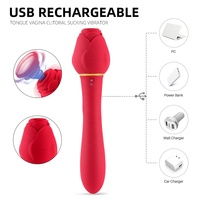 Echte Rose mit Griff Rosen-Vibrator für Frauen, 5 Starke Saugmodi & 10 Vibrationsmodi Klitoris-Stimulator Dildo Sexspielzeug Rose