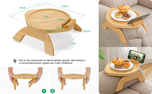 Canapé en bambou Accoudoir Organisateur Plateau Table Canapé Porte-gobelet Snack Plateau Bambou Canapé Canapé Accoudoir Plateau - Product Image 5