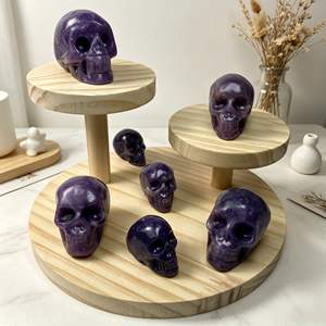 Crânes en Lépidolite Naturelle Sculptés en Gros pour Artisanat de Guérison, Ornements Feng Shui <span class=keywords><strong>et</strong></span> Décoration Intérieure - Product Image 3