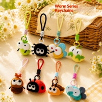 Porte-clés en peluche Kawaii en forme d'insectes (Coccinelle, Abeille, Escargot), mini-poupée, breloque de sac à dos, cadeau, vente en gros, peluches pour machine à griffes