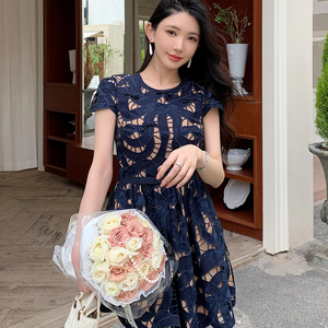 navy blue embroidered dress THML: The Consistency Navy Blue Embroidered Midi Dress – Shop the Mint