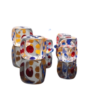 Dadu marmer transparan kustom akrilik kualitas tinggi permainan plastik 16mm D6 papan kasino Resin dadu poin permainan