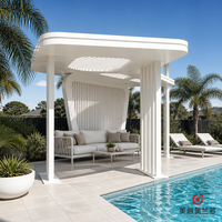 Pergola moderne en verre trempé à lames orientables, toit à lames réglables, revêtement poudré, protection solaire extérieure pour jardin, hôtel, patio, terrasse