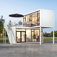 Oficina/Taller de Dos Pisos en Panel Sándwich Elevado, Casa Contenedor Plegable Prefabricada de 20 Pies, Montaje Rápido, Balcón/Terraza Aislado