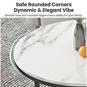 Juego de Mesa de Centro Redonda Moderna con Marco de Metal <span class=keywords><strong>y</strong></span> Superficie con Patrón de Mármol, Muebles para Sala de Estar, Mesa Nido de <span class=keywords><strong>2</strong></span> Piezas - Product Image 2