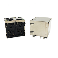 Coorle 5921 Prise RJ45 modulaire empilable 10/100 Base-Tx blindée pour carte PCB DIP sans transformateur, connecteurs 2x2 ports avec LED EMI