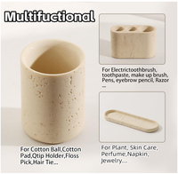 Nouvel ensemble de 4 pièces en travertin jaune pour salle de bain avec plateau de vanité, boîte à mouchoirs, design anti-poussière et résistant à l'eau