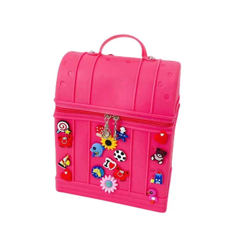 2023 nuova borsa da scuola per bambini impermeabile carina Cartoon Designer Silicone rosa cerniera bambini zaino fai da te