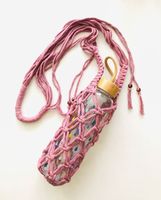 Macrame tissé à la main Paracord poignée bouteille d'eau large bouche Style bohème motif de nature morte support suspendu multifonctionnel