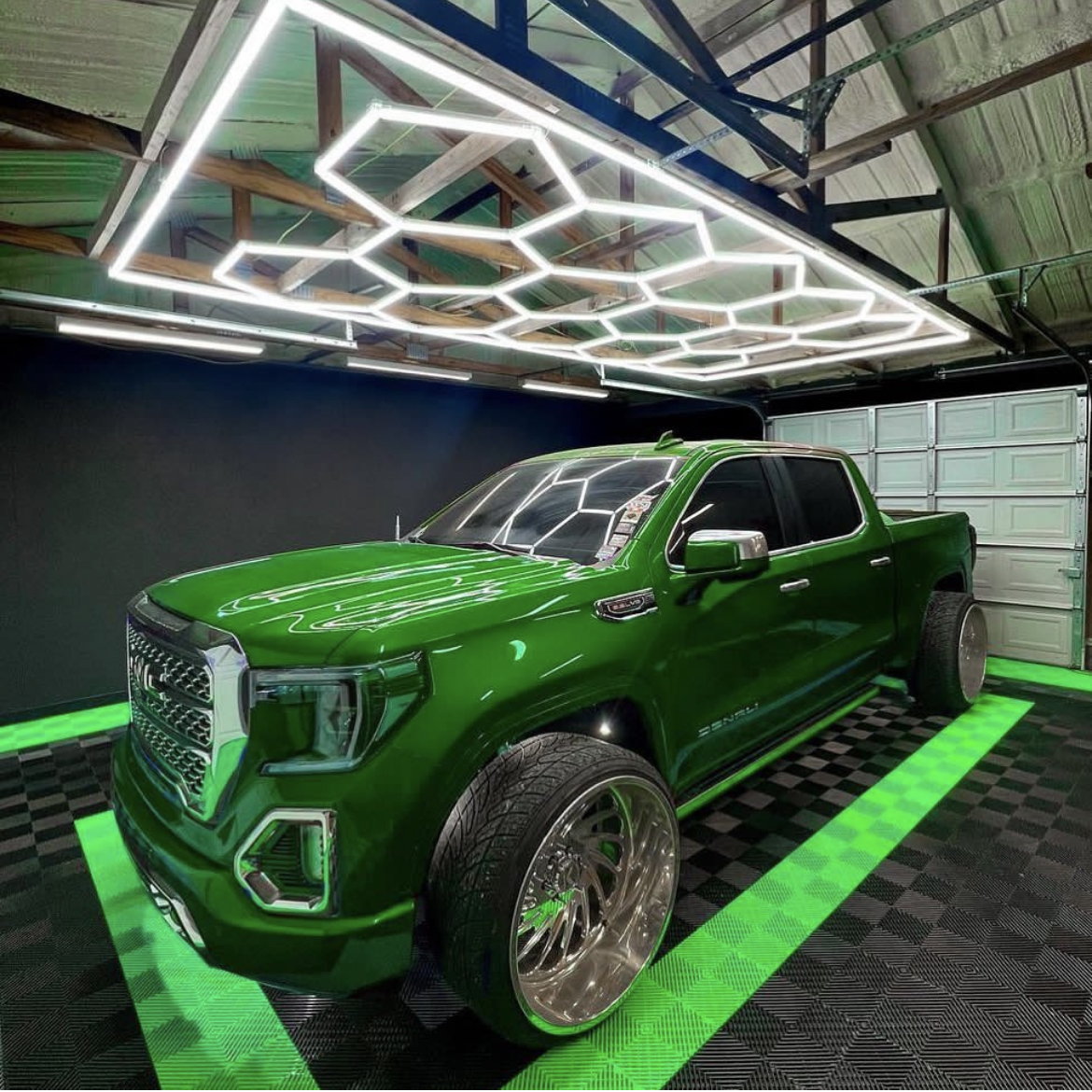 110V/220V LED Hexagon Garage Light 5 Hex Auto Detailing Workshop Ceiling Light 6500K Working Light