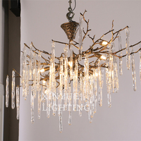 Italia diseño europeo moderno cobre latón colorido K9 gota de agua cristal techo lámpara colgante candelabro cocina comedor