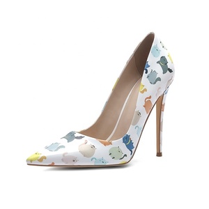 Escarpins pour femmes à bout pointu, talons hauts de 12 cm, chaussures de soirée à talons aiguilles, imprimé floral, chaussures de mariage - Product Image 3