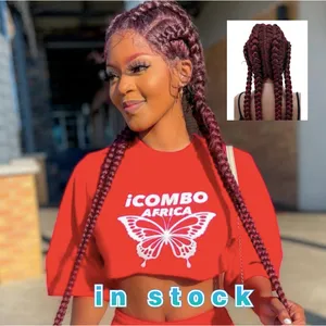 흑인 여성을 위한 레이스 땋는 아프리카 가발 합성 끈 머리 glueless 가득 차있는 레이스 정면 상자 땋는 가발 사람의 모발