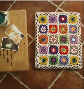 Silla de cocina reciclada Boho Farmhouse, sofá, ganchillo, abuelita, flor cuadrada, cojín de asiento suave, 50x40, de estilo bohemio - Product Image 5