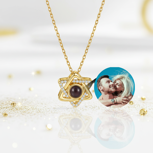 Collana con Proiezione a Stella Esagonale Placcata in Oro Rosa con Zirconi, <span class=keywords><strong>Ciondolo</strong></span> a Cuore Personalizzato con Foto, Regalo Romantico - Product Image 4