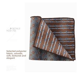 男士小号棕色花卉图案环保刺绣提花涤纶领带英伦风格婚礼手帕休闲 - Product Image 3