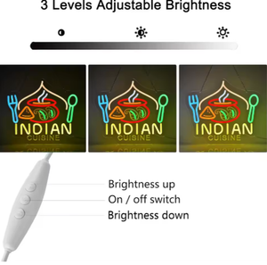 Alimentaire Fluorescent Lumières Suspendus Mur Art Décoration Bus Stations USB Lumineux Dimmable <span class=keywords><strong>Cuisine</strong></span> Indienne Signe Bluetooth Contrôlé - Product Image 2