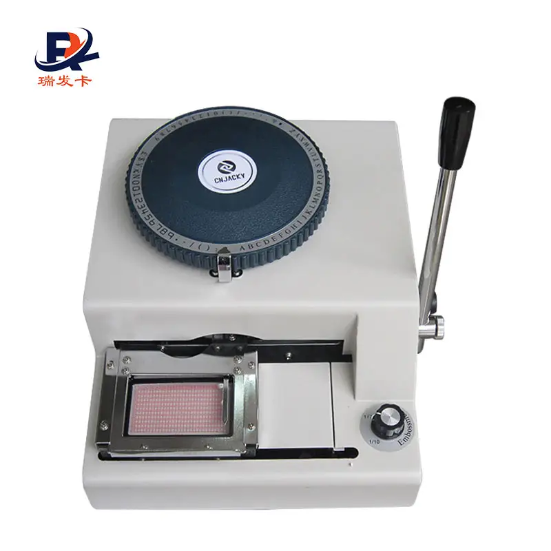 Shanghai Mesin Embosser Rusia + English Militer Dog Tag Embosser/Desktop Kartu Bisnis Manual Embossing Mesin