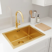 Évier de cuisine en acier inoxydable 304 à nid d'abeille nano doré sur mesure, à cuve unique, pour cuisine d'appartement et familiale, vente chaude