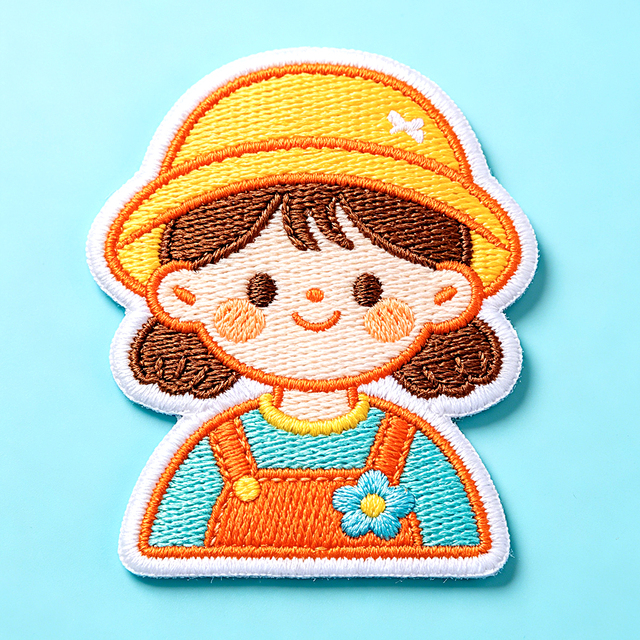 Custom Embroidered Chenille Woven Fabric Patches with Flower & Heart Sequins PVC Iron-On for Garment Labels Hats Clothing