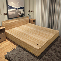 Lit double moderne en MDF avec rangement, design de mobilier simple pour chambre à coucher ou salon, style panneau pour la maison