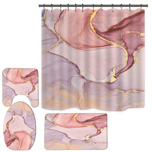 Juego de Cortinas de Ducha de Lujo con Lámina Dorada de Mármol, 4 Piezas, Cortina de Baño Impermeable de Poliéster, Impresión Personalizada, Decoración de Baño Moderna - Product Image 6