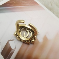 Bague de créateur de marque avec lettres, de luxe haut de gamme, vintage, avec halo de cristaux, pour femme, bijou best-seller