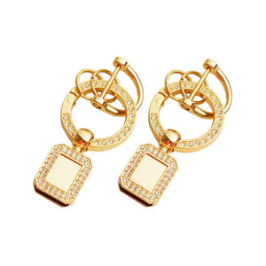 Venta al por mayor Metal flor cristal Rhinestone corazón llavero cuero borla corazón llavero parejas regalo llavero - Product Image 2