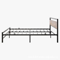 Lit simple ou double moderne et épuré Sunshine, cadre en fer et bois épaissi, idéal pour chambre à coucher ou dortoir, garantie 1 an