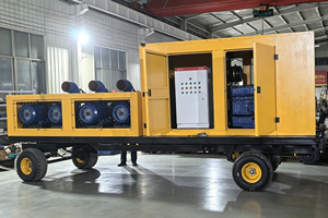 Pompe <span class=keywords><strong>à</strong></span> eau diesel mobile sur remorque, 4 unités en parallèle, grand débit, pour contrôle des inondations et drainage d'urgence - Product Image 2
