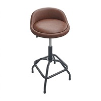 Chaise de bar industrielle robuste en cuir avec base métallique, tabouret de travail ergonomique pivotant avec cadre en acier réglable pour atelier et clinique