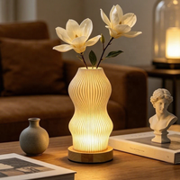 Lampe de chevet USB rechargeable à intensité variable avec contrôle tactile, design vase floral, pour hôtel, chambre et ambiance salon