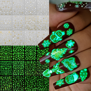 12 pièces lumineux noël ongles décalcomanies 3D paillettes bonhomme <span class=keywords><strong>de</strong></span> <span class=keywords><strong>neige</strong></span> Elk <span class=keywords><strong>flocon</strong></span> <span class=keywords><strong>de</strong></span> <span class=keywords><strong>neige</strong></span> arc Nail Art autocollant hiver Festival adhésif ongles curseur - Product Image 3