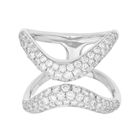 Bague Gemnel pour femme en argent 925, plaqué or de haute qualité, motif vague, avec zircon cubique ajouré et double bande