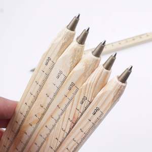 Papelería de Estilo Nuevo, Regla de Madera Hecha a Mano, Diseño Ecológico, Manualidades, Bolígrafo Multifunción, Logotipo Personalizado, Negro/Azul - Product Image 3