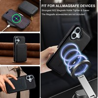 2 in 1 Casing Kulit Magnetik untuk IPhone 17 Air 16E 16 15 Plus 14 13 12 11 Pro Max Dompet Tempat Kartu Penutup Saku