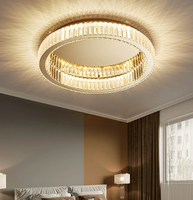 Lustre moderne en acier inoxydable avec cristaux dorés, alimenté par courant alternatif, luminaire de plafond de luxe pour salon