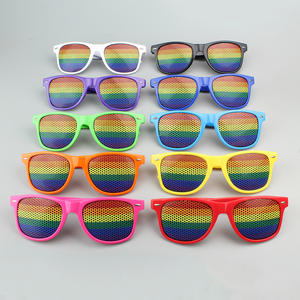 2024 logotipo personalizado impreso girasol moda gafas de sol azul pinhole Arco Iris PC plástico amarillo púrpura Rosa gran oferta para fiesta - Product Image 6