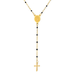 Gioielli Religiosi, Collane con Pendente <span class=keywords><strong>a</strong></span> Croce e <span class=keywords><strong>Rosario</strong></span> Cattolico <span class=keywords><strong>in</strong></span> Acciaio Inossidabile Placcato <span class=keywords><strong>Oro</strong></span> 18K PVD per Donne - Product Image 5