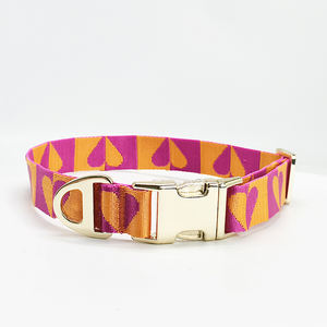 <span class=keywords><strong>Collar</strong></span> de perro de nailon con hebilla de Metal de Color dorado de lujo con logotipo Jacquard personalizado hermoso - Product Image 2