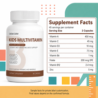 Complément alimentaire multivitaminé pour enfants OEM Kids Daily Nutrition, vitamines A, C, D3, E, B6, B12, zinc, 90 capsules, facile à utiliser.