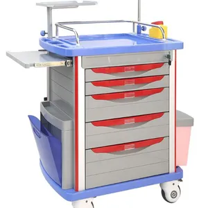 ISO&CE Approved Nursing Patinet Hospital Furniture Medical Cart ABS Emergency Trolley
